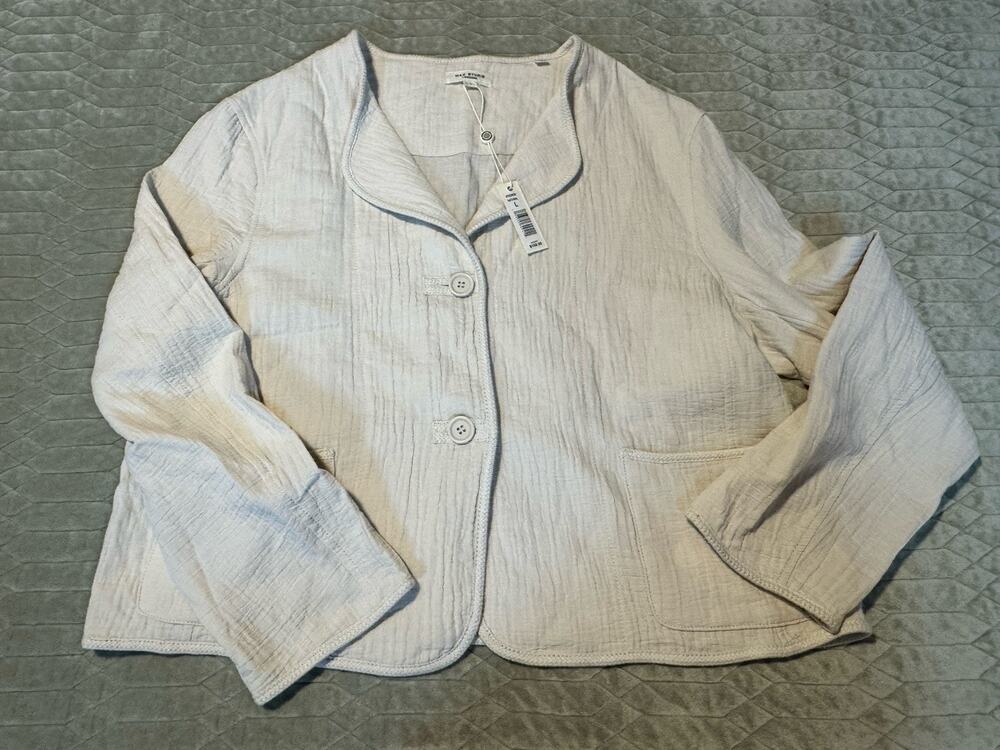 NWT Max Studio London Womens Long Sleeve Button Linen Blend Casual Jacket L